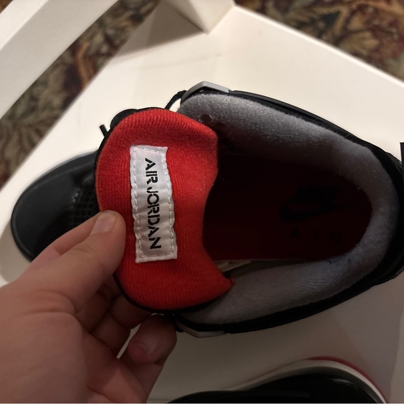 Black and Red Jordan 4 Sneakers - Picture 3 of 6